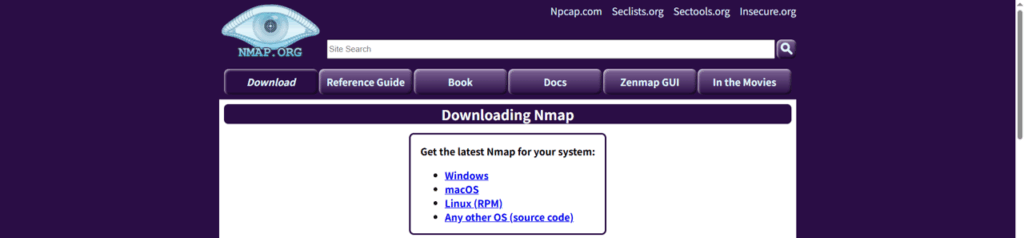 Nmap公式サイト