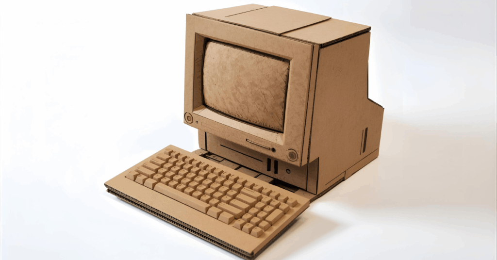 段ボールで作られたPCの模型